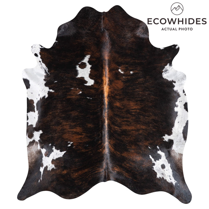 Brazilian Dark Tricolor Cowhide Rug Size 6'9" L x 6'0" W 9291