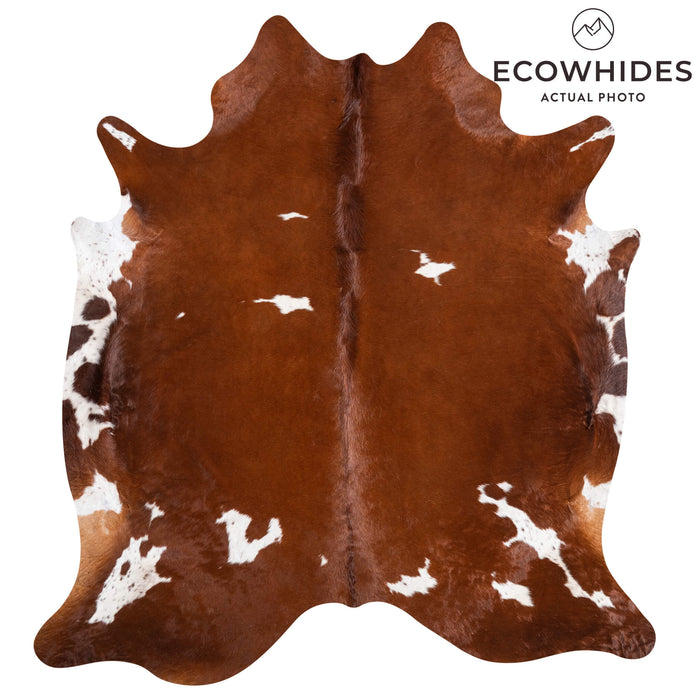 Brown and White Cowhide Rug Size 8'2" L x 7'8" W 9297