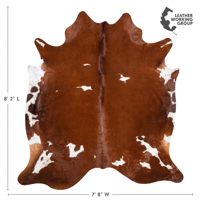 Brown and White Cowhide Rug Size 8'2" L x 7'8" W 9297