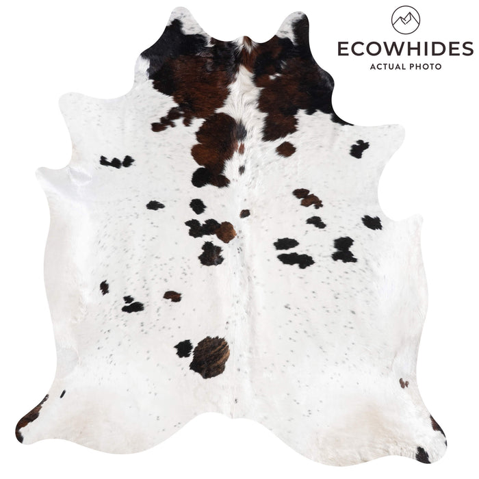 White Tricolor Cowhide Rug Size 7'9" L x 7'4" W 9298