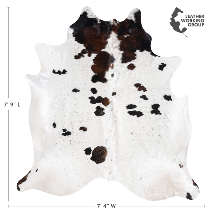 White Tricolor Cowhide Rug Size 7'9" L x 7'4" W 9298
