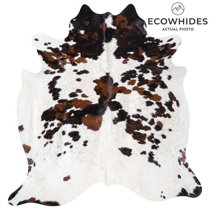 White Tricolor Cowhide Rug Size 6'9" L x 6'6" W 9304