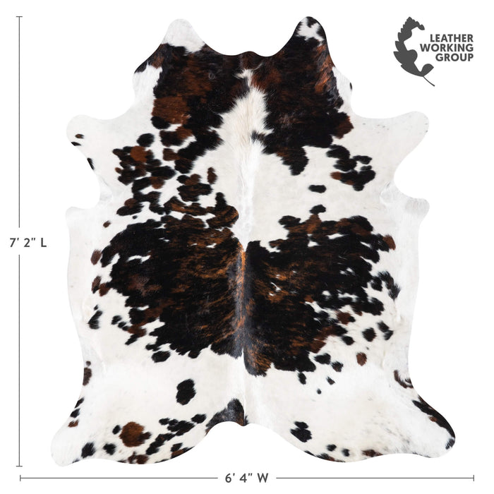White Tricolor Cowhide Rug Size 7'2" L x 6'4" W 9307