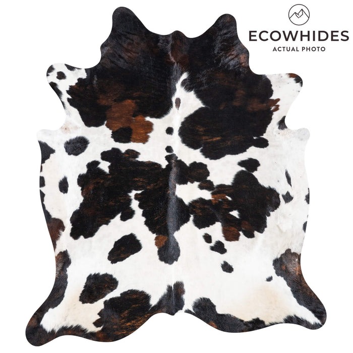 White Tricolor Cowhide Rug Size 7'8" L x 6'10" W 9314