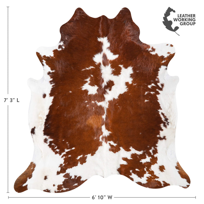 Brown and White Cowhide Rug Size 7'3" L x 6'10" W 9321