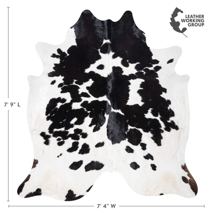 Black and White Cowhide Rug Size 7'9" L x 7'4" W 9322