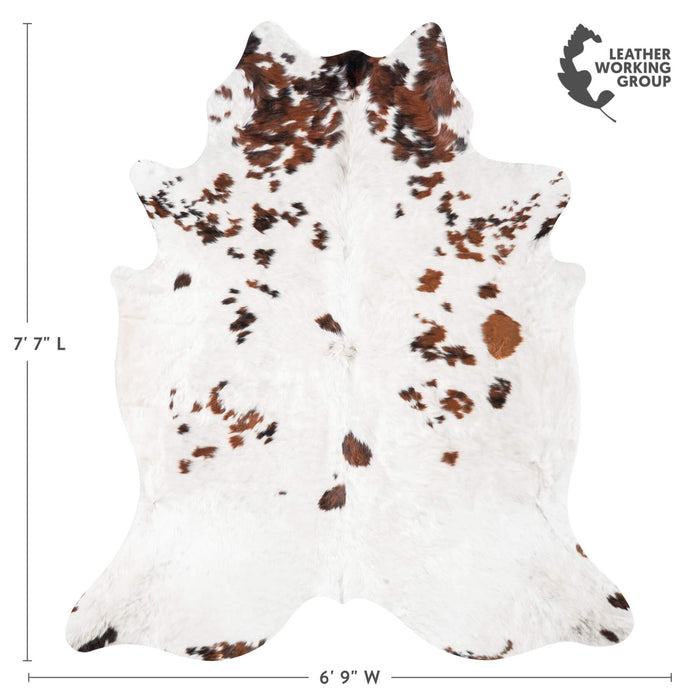White Tricolor Cowhide Rug Size 7'7" L x 6'9" W 9333