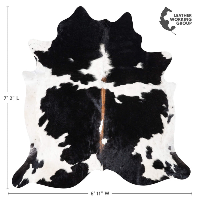 Black and White Cowhide Rug Size 7'2" L x 6'11" W 9334