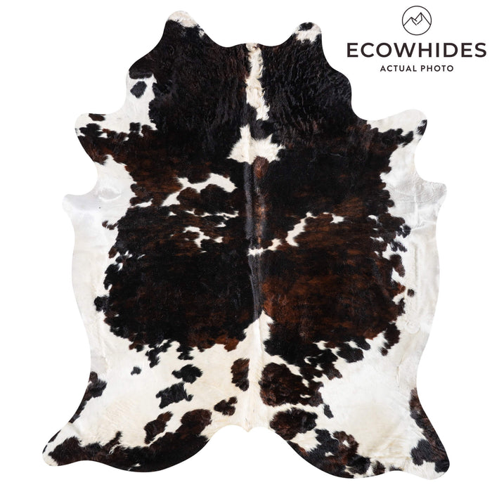 Dark Tricolor Cowhide Rug Size 8'1" L x 6'11" W 9337