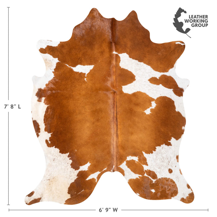 Brown and White Cowhide Rug Size 7'8" L x 6'9" W 9342