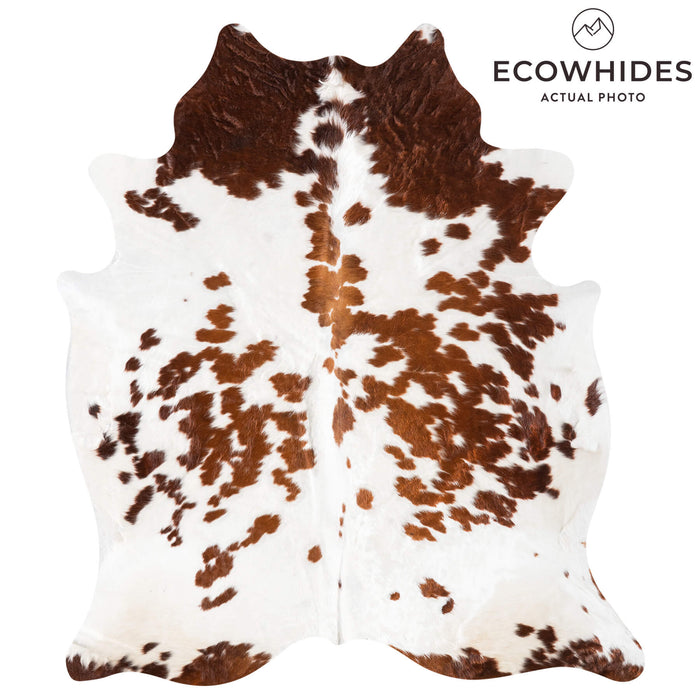 Brown and White Cowhide Rug Size 7'7" L x 6'5" W 9352