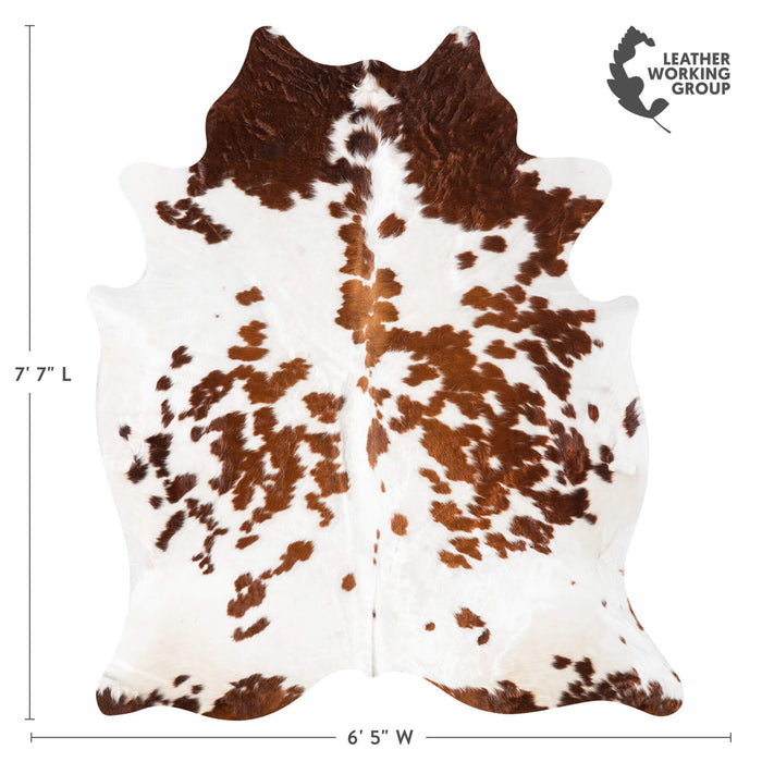 Brown and White Cowhide Rug Size 7'7" L x 6'5" W 9352