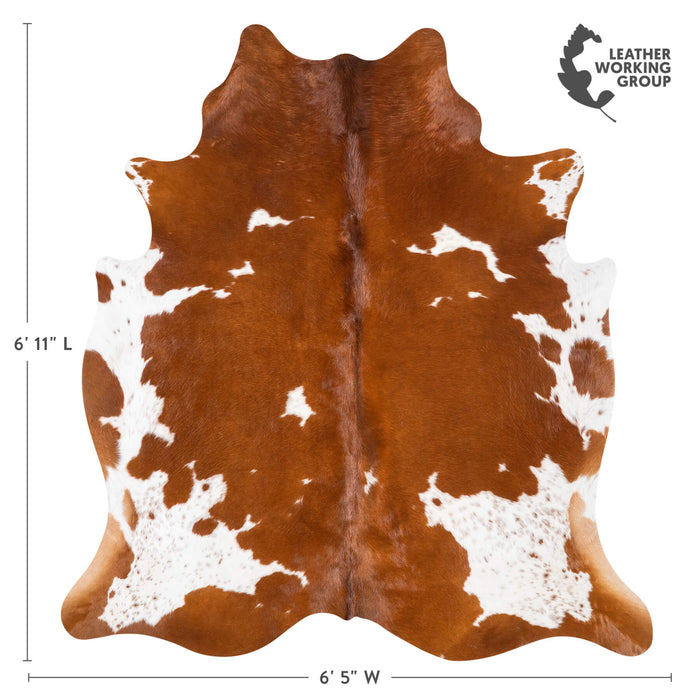 Brown and White Cowhide Rug Size 6'11" L x 6'5" W 9353