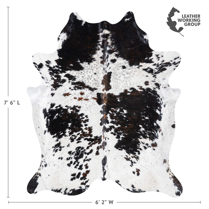 White Tricolor Cowhide Rug Size 7'6" L x 6'2" W 9356