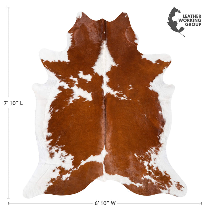 Brown and White Cowhide Rug Size 7'10" L x 6'10" W 9360