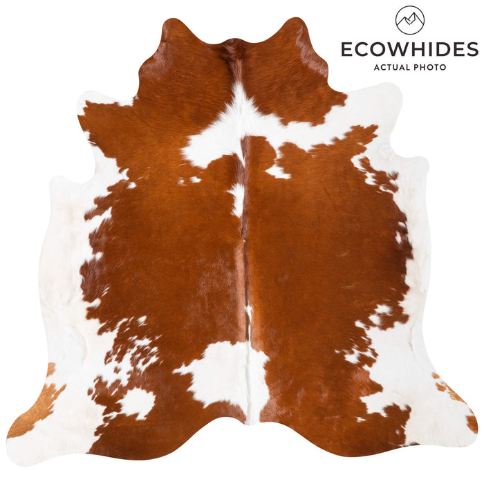 Brown and White Cowhide Rug Size 6'3" L x 6'6" W 9364