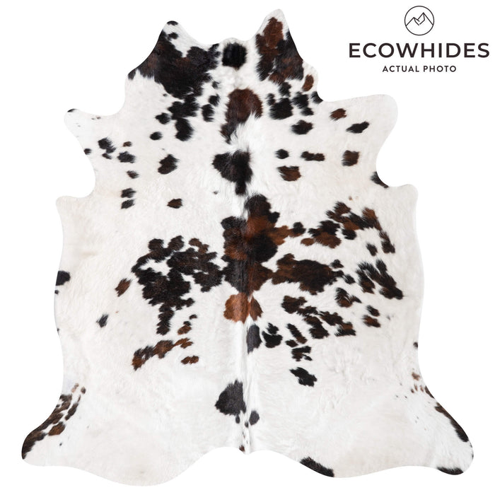 White Tricolor Cowhide Rug Size 6'8" L x 6'2" W 9371