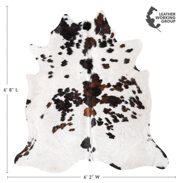 White Tricolor Cowhide Rug Size 6'8" L x 6'2" W 9371