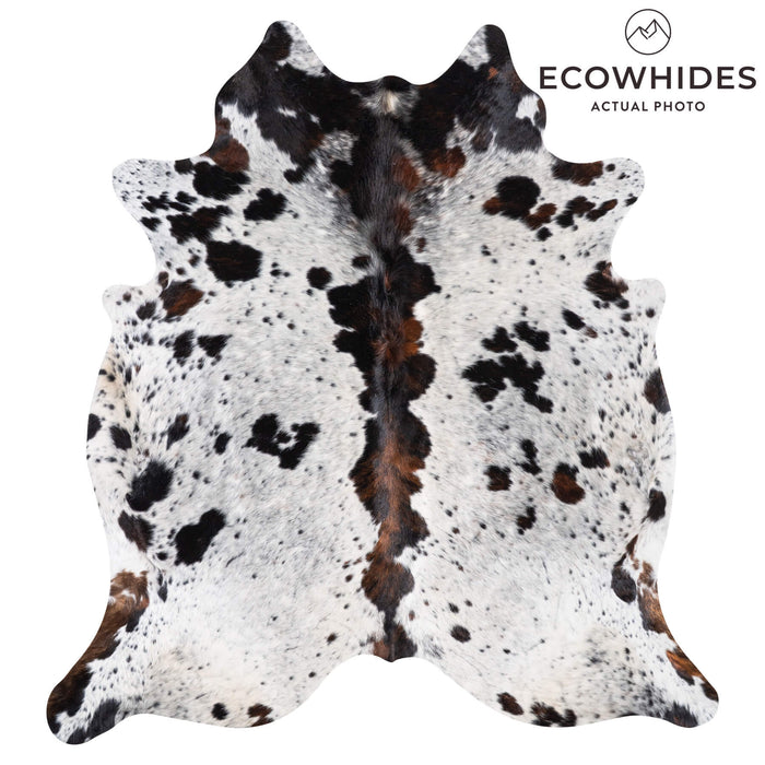 White Tricolor Cowhide Rug Size 8'1" L x 7'4" W 9377