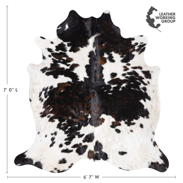 Dark Tricolor Cowhide Rug Size 7'0" L x 6'7" W 9381