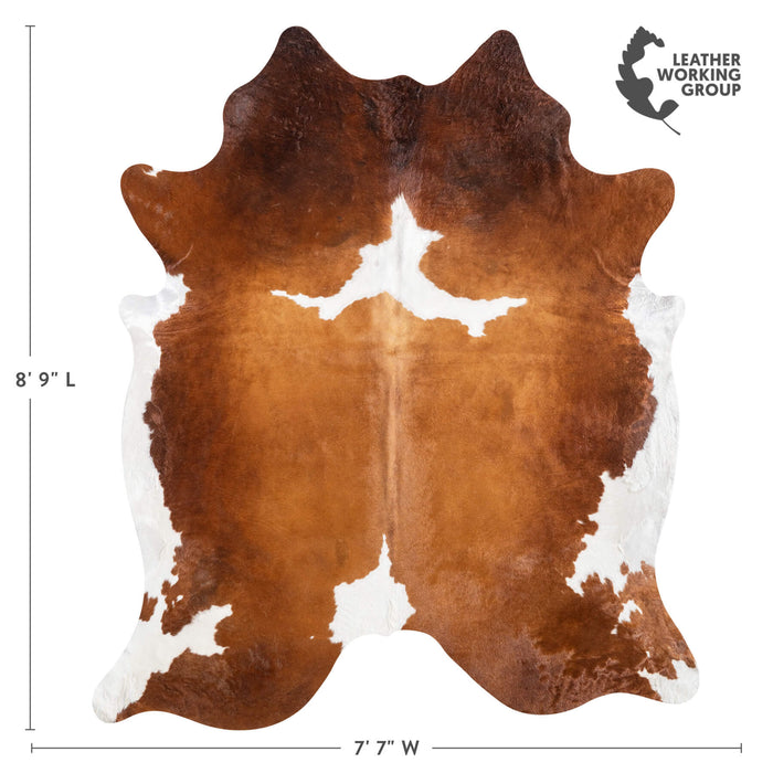 Brown and White Cowhide Rug Size 8'9" L x 7'7" W 9408