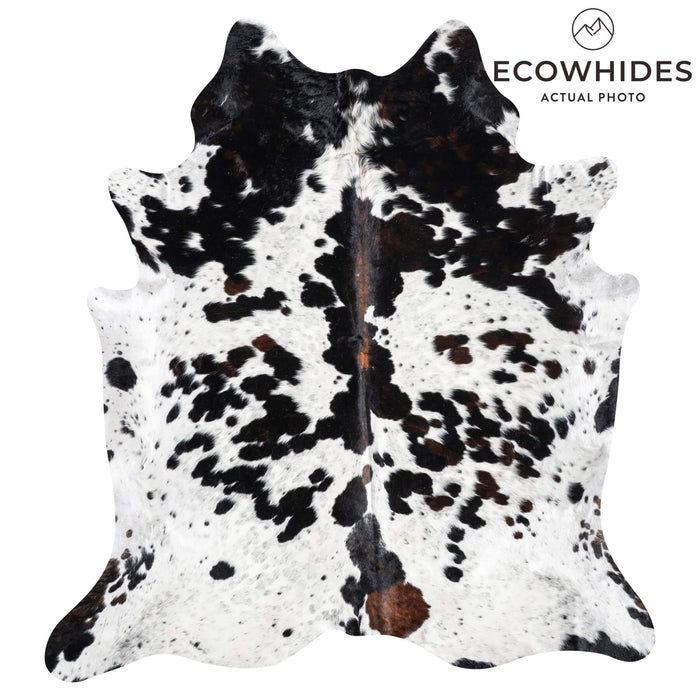 Black Salt and Pepper Cowhide Rug Size 7'6" L x 6'11" W 9411