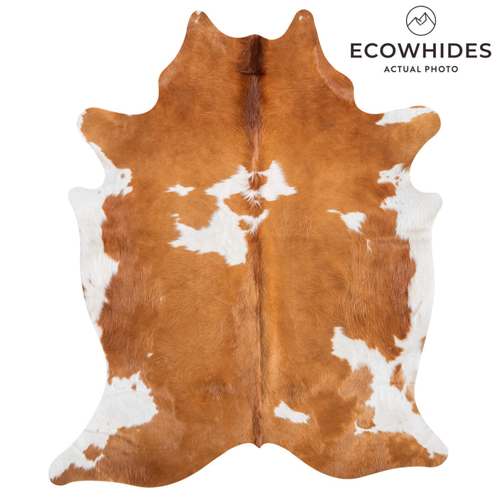 Brown and White Cowhide Rug Size 7'1" L x 5'10" W 9413