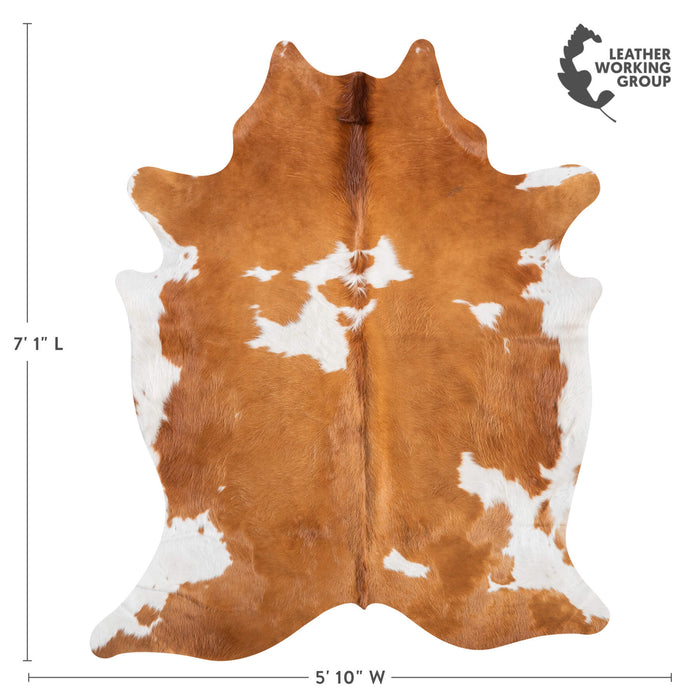 Brown and White Cowhide Rug Size 7'1" L x 5'10" W 9413