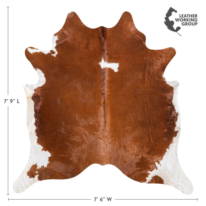 Brown and White Cowhide Rug Size 7'9" L x 7'6" W 9417