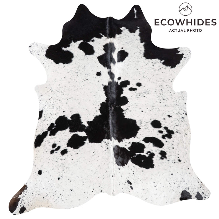 Black Salt and Pepper Cowhide Rug Size 6'10" L x 6'7" W 9431