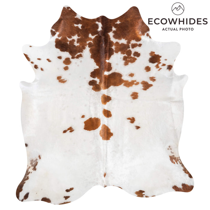 Brown and White Cowhide Rug Size 7'10" L x 7'0" W 9437