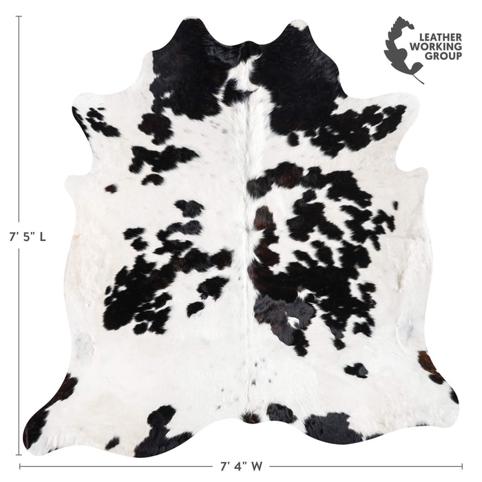 Black and White Cowhide Rug Size 7'5" L x 7'4" W 9438