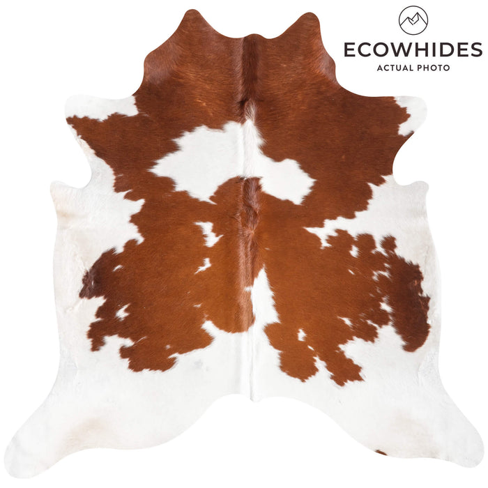 Brown and White Cowhide Rug Size 6'7" L x 6'9" W 9449