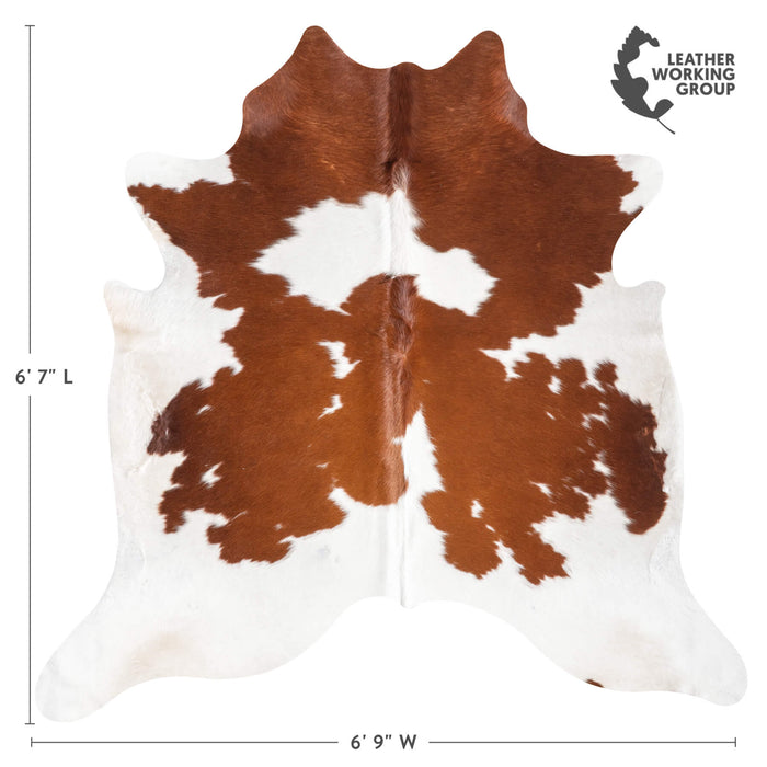 Brown and White Cowhide Rug Size 6'7" L x 6'9" W 9449