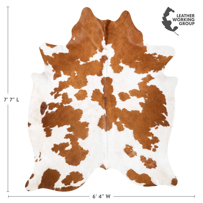 Brown and White Cowhide Rug Size 7'7" L x 6'4" W 9450