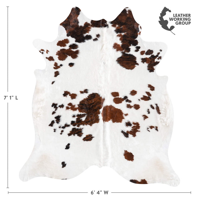 White Tricolor Cowhide Rug Size 7'1" L x 6'4" W 9451
