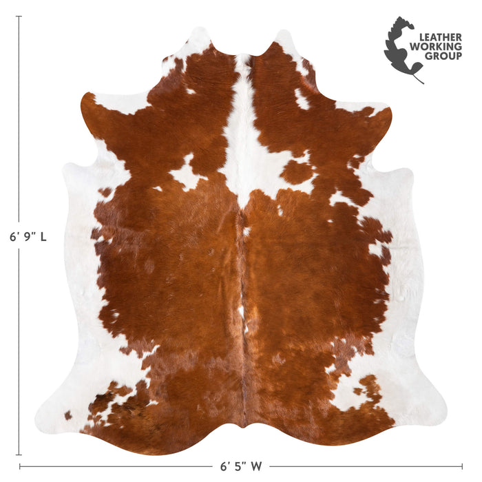Brown and White Cowhide Rug Size 6'9" L x 6'5" W 9455