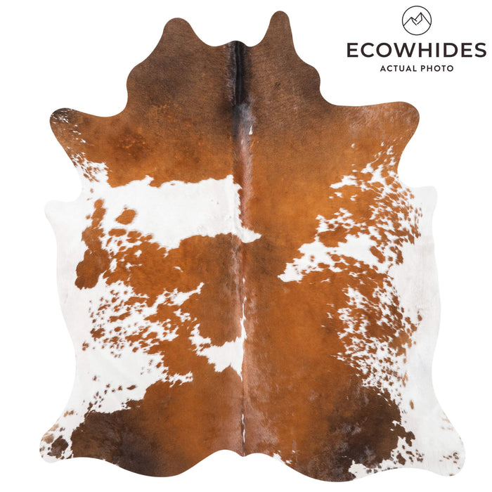 Brown and White Cowhide Rug Size 7'0" L x 6'3" W 9458