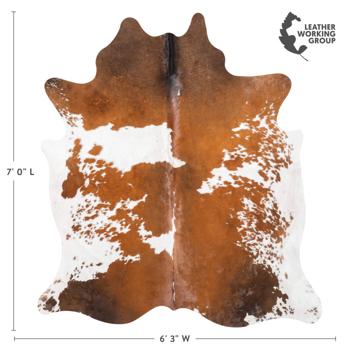 Brown and White Cowhide Rug Size 7'0" L x 6'3" W 9458
