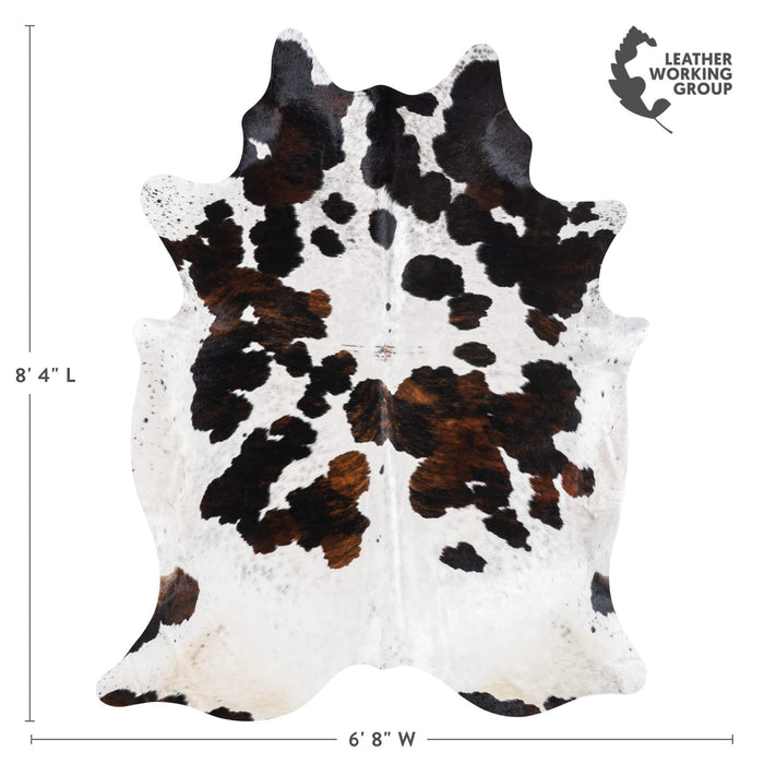 White Tricolor Cowhide Rug Size 8'4" L x 6'8" W 9461