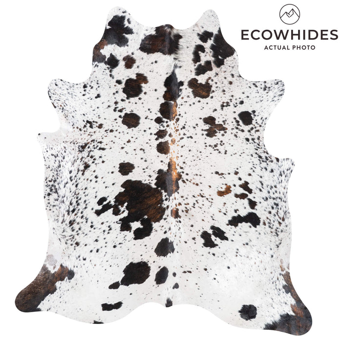 Black Salt and Pepper Cowhide Rug Size 7'2" L x 6'5" W 9463