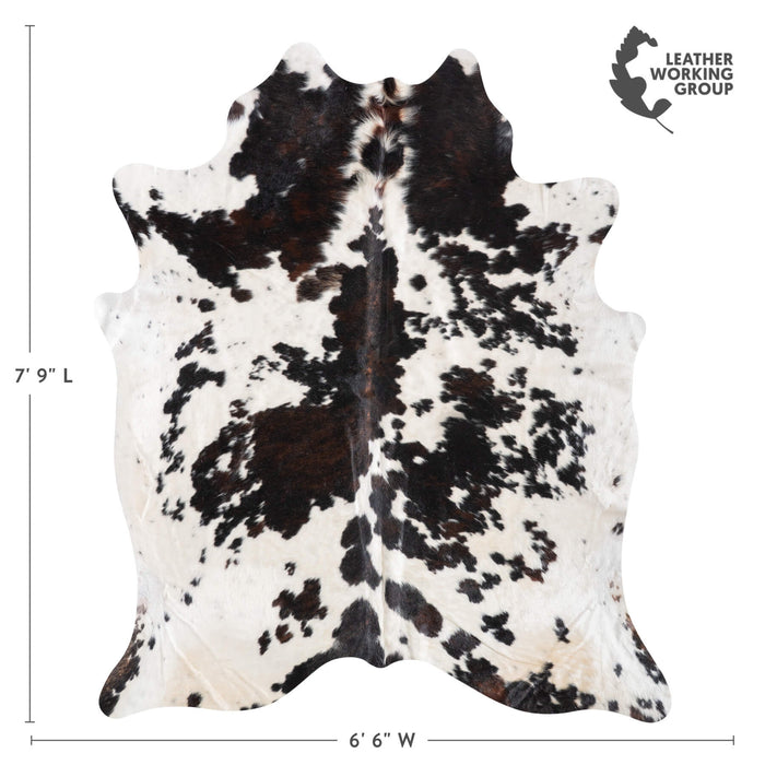 Dark Tricolor Cowhide Rug Size 7'9" L x 6'6" W 9466