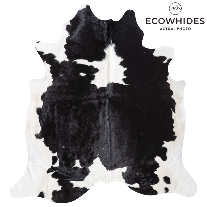 Black and White Cowhide Rug Size 7'7" L x 7'1" W 9469