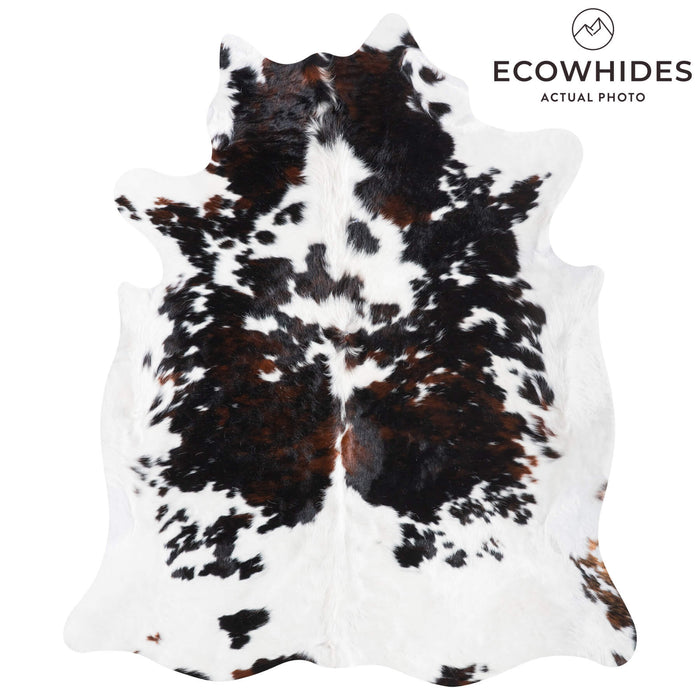 White Tricolor Cowhide Rug Size 6'7" L x 5'7" W 9471