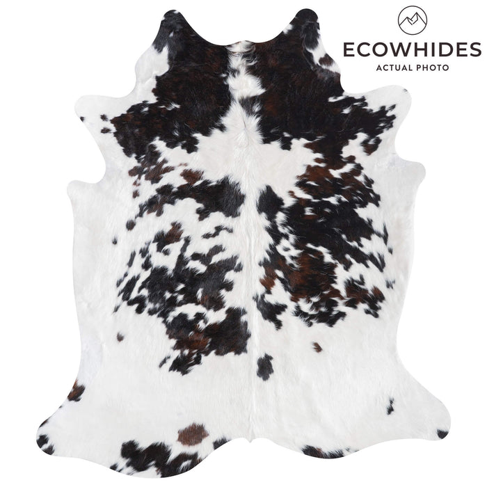 White Tricolor Cowhide Rug Size 7'0" L x 6'2" W 9473
