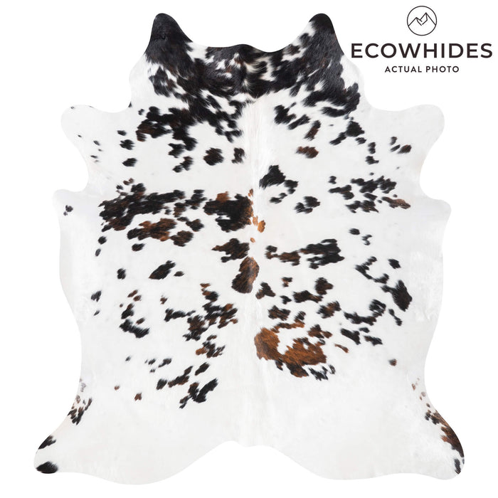 White Tricolor Cowhide Rug Size 6'6" L x 5'11" W 9478