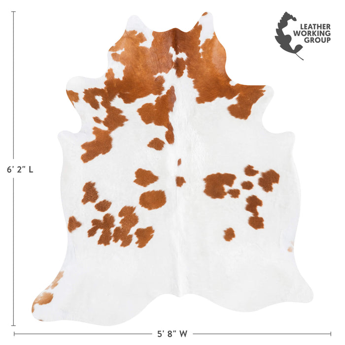 Brown and White Cowhide Rug Size 6'2" L x 5'8" W 9483