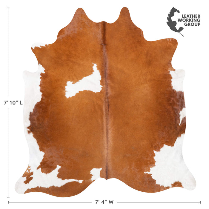 Brown and White Cowhide Rug Size 7'10" L x 7'4" W 9488