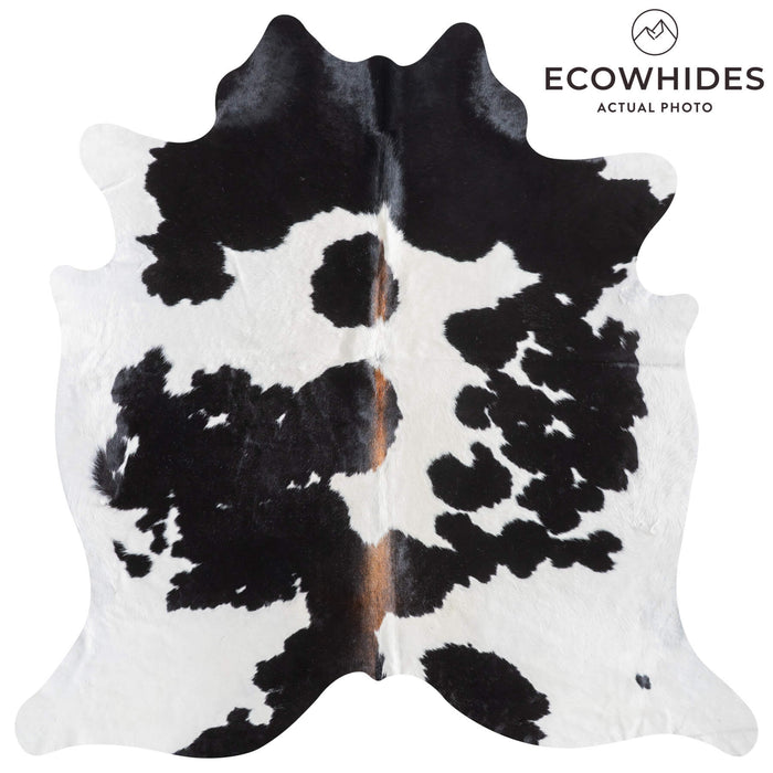 Black and White Cowhide Rug Size 7'6" L x 7'2" W 9491