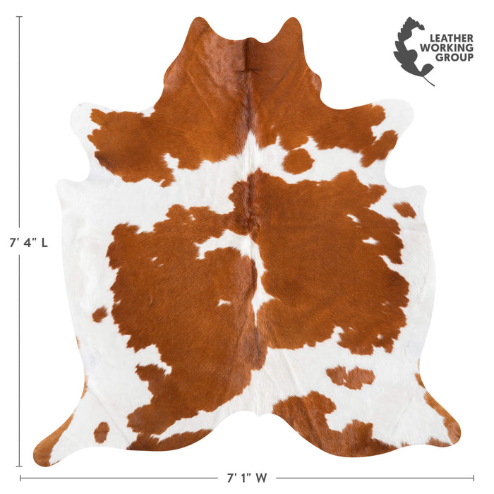 Brown and White Cowhide Rug Size 7'4" L x 7'1" W 9493